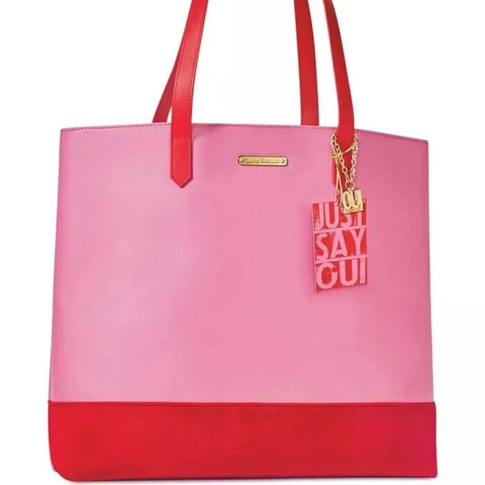 Juicy Couture Pink Red Just Say Oui Tote Bag With Charm